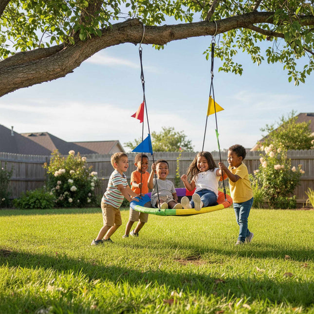 Children's Round Nest Swing with Bunting