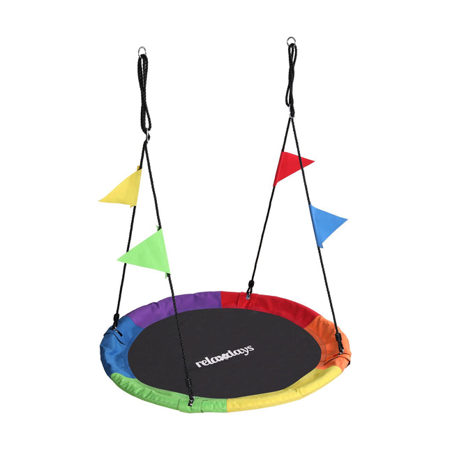 Children's Round Nest Swing with Colorful Pennants