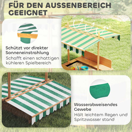 Children's Sandbox with Adjustable Canopy and Seats, 106x106 cm