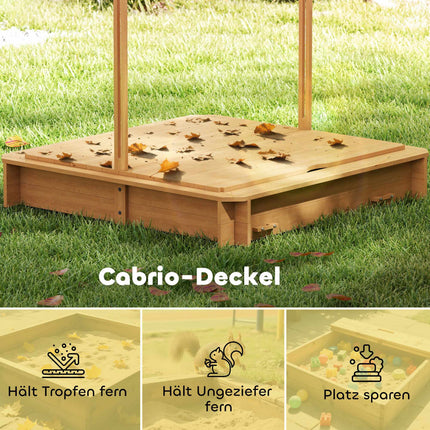 Children's Sandbox with Adjustable Canopy and Seats, 106x106 cm