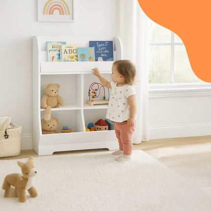 Children's Shelf with 4 Compartments and 2 Book Shelves