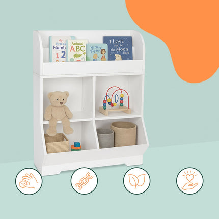 Children's Shelf with 4 Compartments and 2 Book Shelves