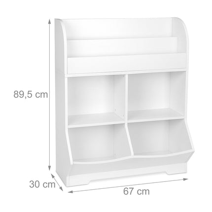 Children's Shelf with 4 Compartments and 2 Book Shelves