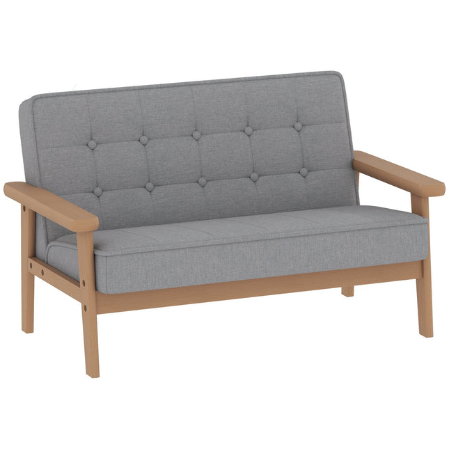 Children's Sofa, Velvet Look, Wood Frame, Ages 3-15, Gray