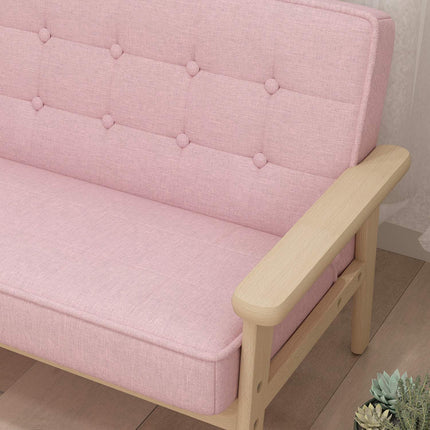 Children's Sofa, Velvet Look, Wood Frame, Ages 3-15, Pink