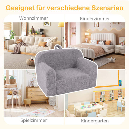 Children's Sofa with Armrests and Backrest, Grey, 62x40x41 cm