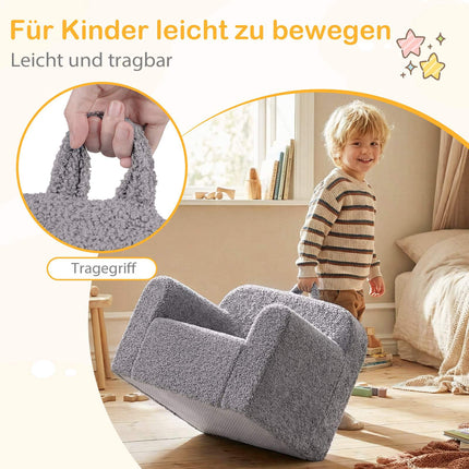 Children's Sofa with Armrests and Backrest, Grey, 62x40x41 cm