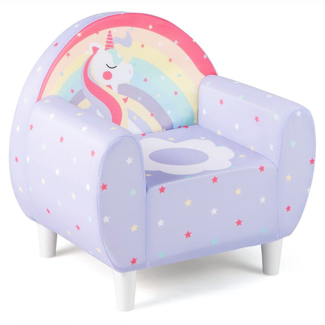 Children's Sofa with Backrest & Armrest – Unicorn Design