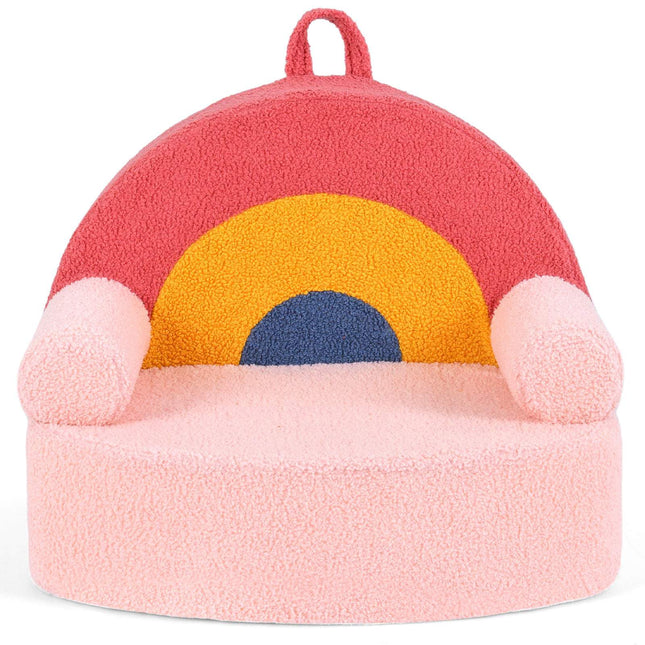 Children's Sofa with High-Density Foam & Teddy Plush, Pink
