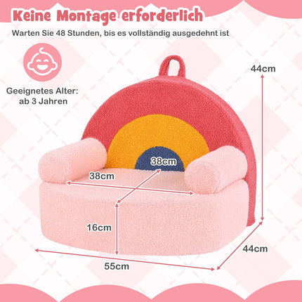 Children's Sofa with High-Density Foam & Teddy Plush, Pink