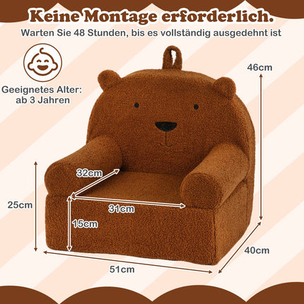 Children's Sofa with Removable Teddy Fleece Cover, Brown