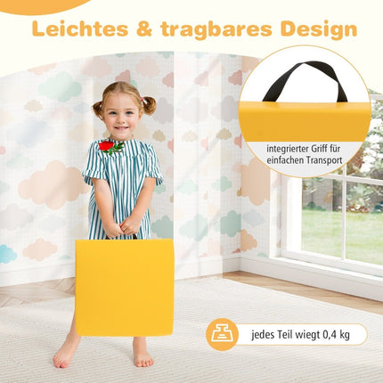 Children's Square Floor Cushions Set of 6, 40x40 cm, Portable