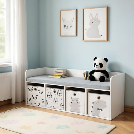 Children's Storage Bench with 4 Bins