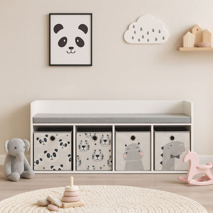 Children's Storage Bench with 4 Bins