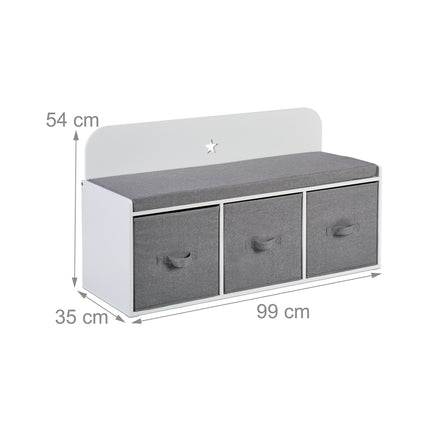 Children's Storage Bench with Baskets and Cushion