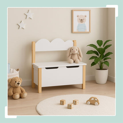 Children's Storage Bench with Toy Box, Hinged Lid