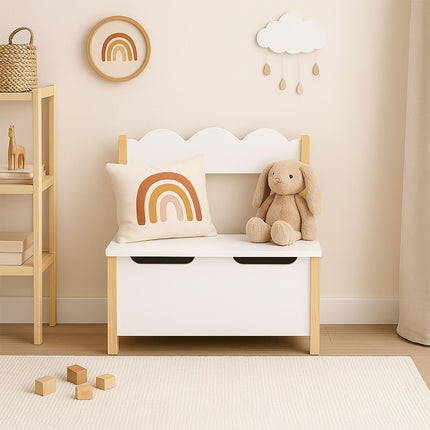 Children's Storage Bench with Toy Box, Hinged Lid