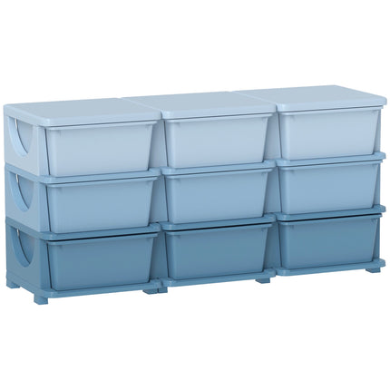 Children's Storage Box, 9 Drawers, Blue, Plastic