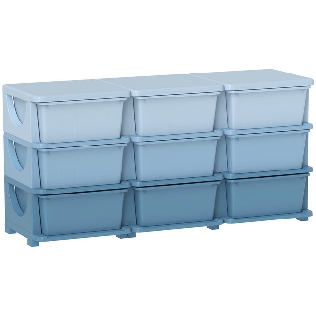 Kinderopbergdoos met 9 lades, blauw, plastic