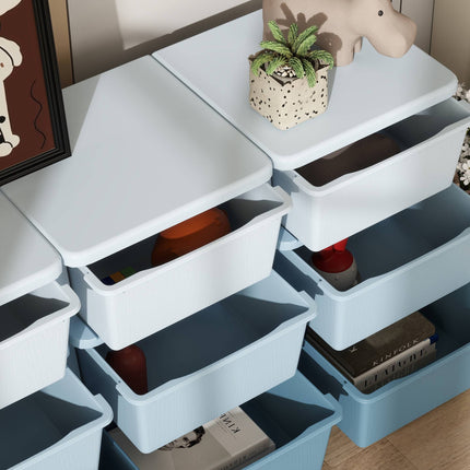 Children's Storage Box, 9 Drawers, Blue, Plastic