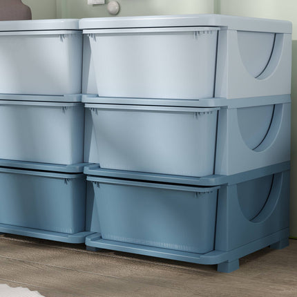 Children's Storage Box, 9 Drawers, Blue, Plastic