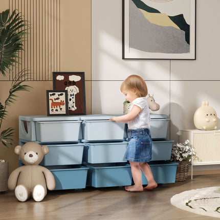 Children's Storage Box, 9 Drawers, Blue, Plastic
