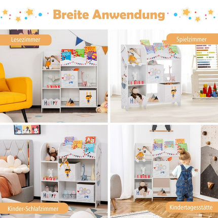 Children's Storage Cabinet with 5 Shelves & 2 Fabric Drawers