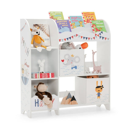 Children's Storage Cabinet with 5 Shelves & 2 Fabric Drawers