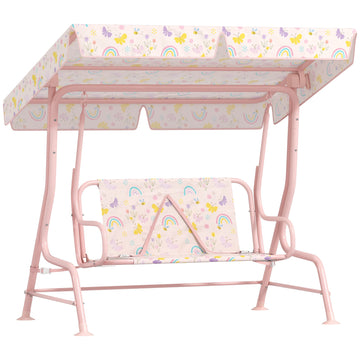 Children's Swing Chair, Steel Frame, 2-Seater, Pink