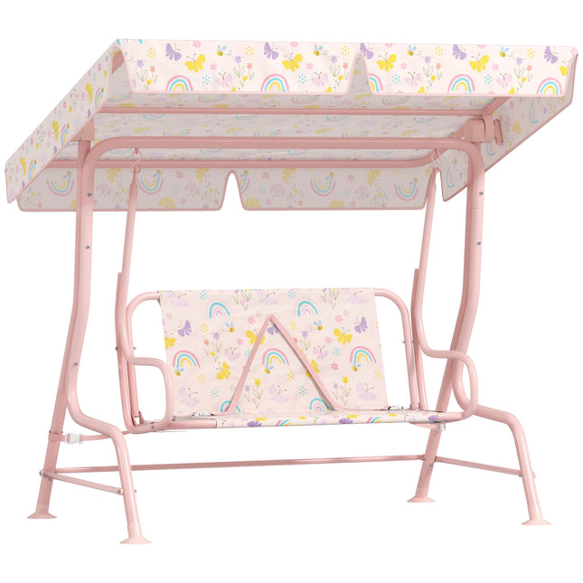 Children's Swing Chair, Steel Frame, 2-Seater, Pink