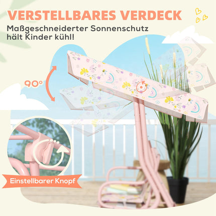 Children's Swing Chair, Steel Frame, 2-Seater, Pink