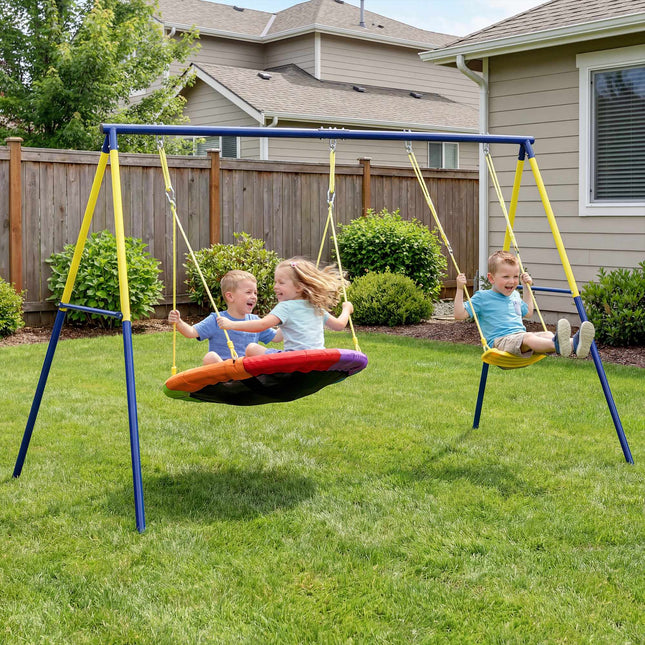 Children's Swing Set with Adjustable Ropes, 100cm Nest Swing