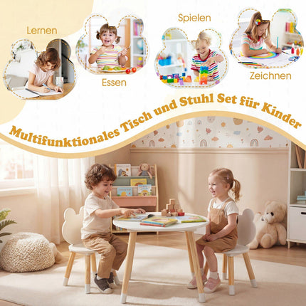 Children's Table & 2 Chairs Set, Wood Legs, White