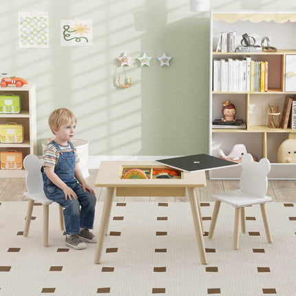 Children's Table Set with 2 Bear Chairs, Storage, Ages 3-6