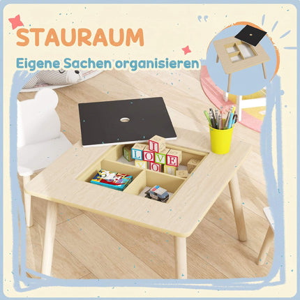 Children's Table Set with 2 Bear Chairs, Storage, Ages 3-6