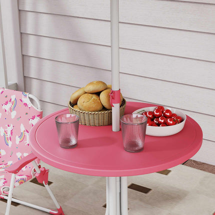 Children's Table Set with Umbrella, Pink, 4-Piece