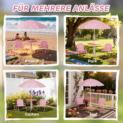 Children's Table Set with Umbrella, Pink, 4-Piece