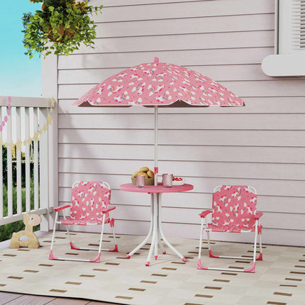 Children's Table Set with Umbrella, Pink, 4-Piece