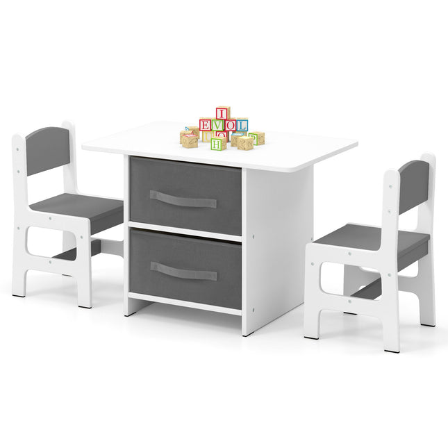 Children's Table and 2 Chairs Set with Storage Bins