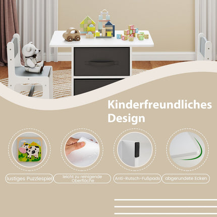 Children's Table and 2 Chairs Set with Storage Bins