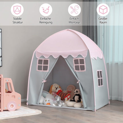 Children's Tent Large Princess Tent with Carry Bag Anti-Slip Mat Zipper Pink