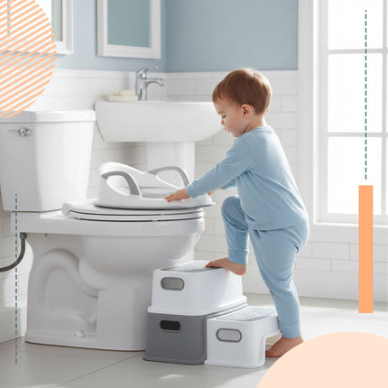Children's Toilet Seat with Step Stool – Grey, White
