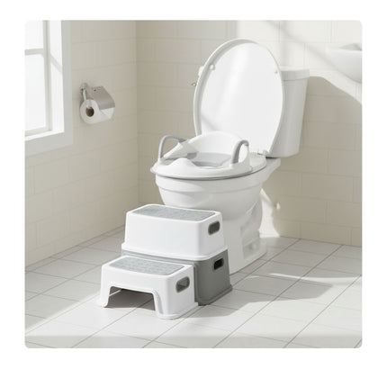 Children's Toilet Seat with Step Stool – Grey, White