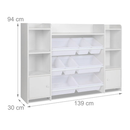 Children's Toy Shelf with 8 Boxes and 3 Shelves