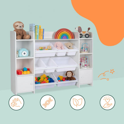 Children's Toy Shelf with 8 Boxes and 3 Shelves