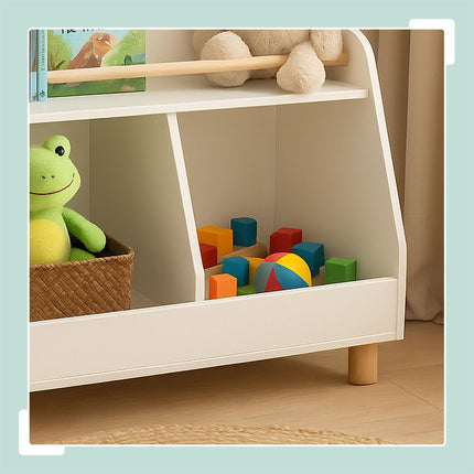 Children's Toy Storage Shelf – 2 Compartments, 1 Shelf