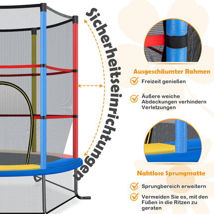 Children's Trampoline with Safety Net, 165cm, 135kg Capacity