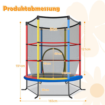 Children's Trampoline with Safety Net, 165cm, 135kg Capacity