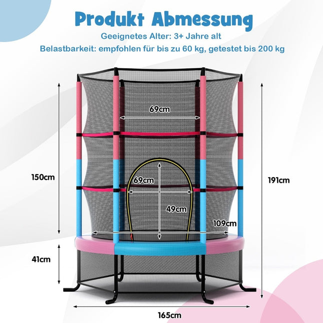 Children's Trampoline with Safety Net, 165cm, 200kg Capacity