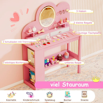 Children's Vanity Set with Lights and Chair, Pink